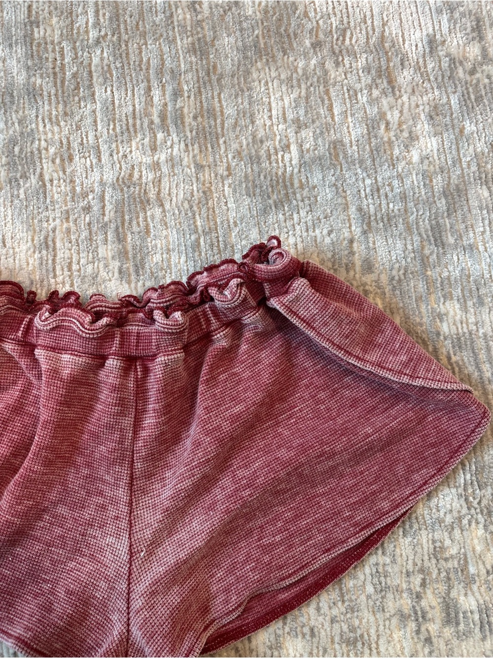 Women Pink Roxy Ruffle Waist Knit Shorts